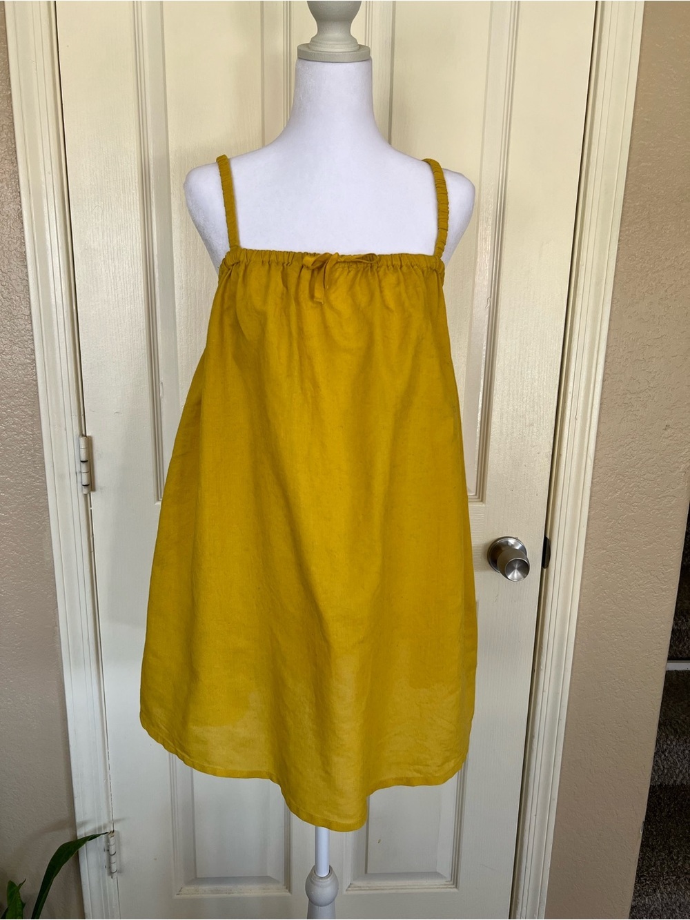 J.Crew Linen Blend Mustard Yellow Sleeveless Shift Dress Tunic S/M